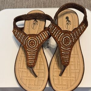 Elegant Brown Beaded Sandals